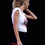 Taylor Swift teasing and dancing in tight white t-shirt, BIG TITS Bouncing